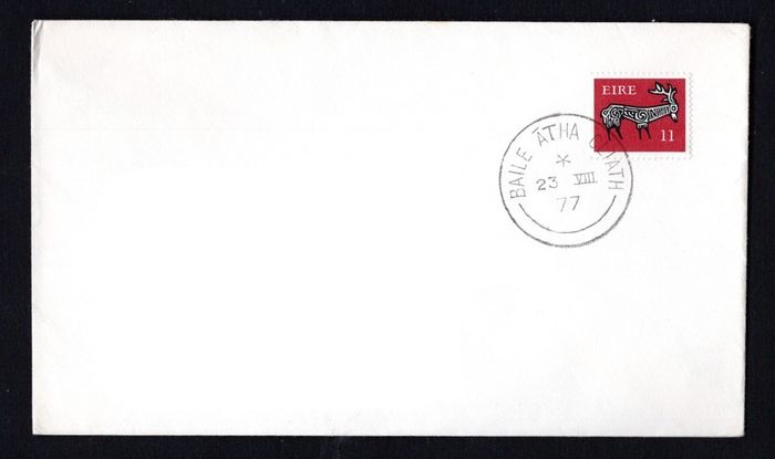 1977 Ireland 11d Stag design Gerl Definitive stamp tied with Bailie Atha Cliath (Dublin) Steel cancel