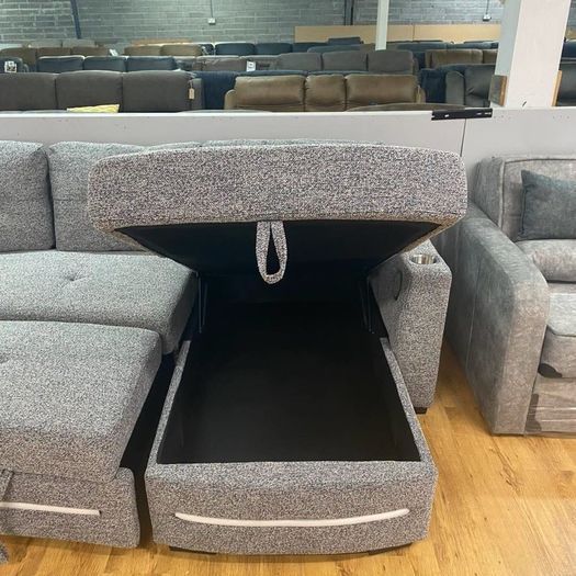 New Dallas Grey & Beige Fabric Electric Sofa Bed