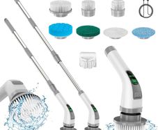 Electric Spin Scrubber, 2025 Upgrade 7 in 1 Electric Cleaning Brush,360RPM Powerful Cleaning, 1.5H Bathroom Scrubber Dual Speed with Extension Arm for Kitchen, Car, Tile, Wall, Floor, Shower