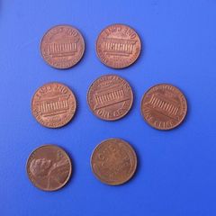 Lincoln Memorial Cent & Wheat Ears Cent Coins x 7 (1952 to 1973)