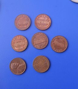 Lincoln Memorial Cent & Wheat Ears Cent Coins x 7 (1952 to 1973)