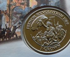 French Revolution 1789 Isle of Man Crown  Woman Leading Fighters Coin