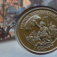 French Revolution 1789 Isle of Man Crown  Woman Leading Fighters Coin