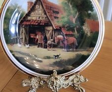 Village Life Edwardian Fine China Plate Village Life A Series of 4 Scenes Washing Day Painted by Elisabeth Paetz-Kalich Collectors Plate