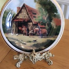 Village Life Edwardian Fine China Plate Village Life A Series of 4 Scenes Washing Day Painted by Elisabeth Paetz-Kalich Collectors Plate