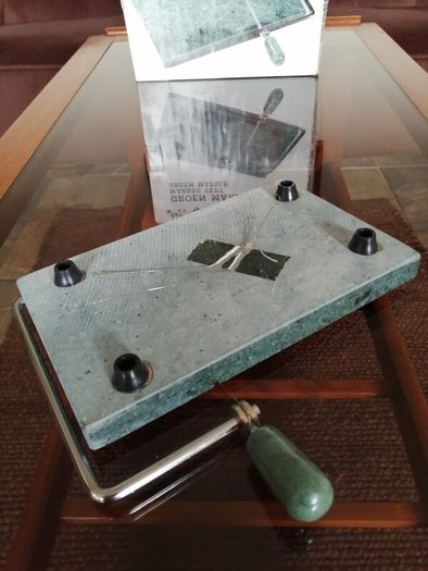 Retro Natural Marble Stone Cheese Slicer Butter Cutter with Replacement Wires
