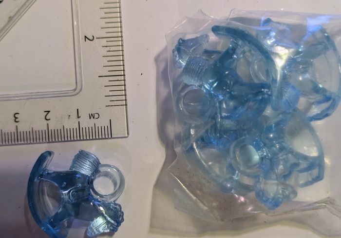 6 Blue plastic rocking horse charms - craft supplies