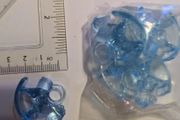 6 Blue plastic rocking horse charms - craft supplies