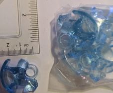 6 Blue plastic rocking horse charms - craft supplies