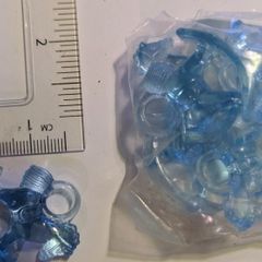 6 Blue plastic rocking horse charms - craft supplies