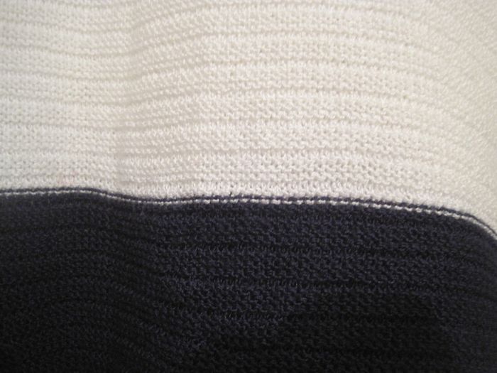 Lady's Lemon/Navy/White Striped Long Sleeved Top.