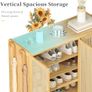 Bamboo Shoe Storage Cabinet Wooden Shoes Rack Organiser with 3 Rattan Doors Image 8