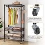 Clothes Rails with Wheels, Heavy Duty Clothing Rail Garment Rack Coat Rails Racks on Wheels, Stand Garment Coat Rack with Hanging Rods, Adjustable Storage Baskets and Hooks Image 5