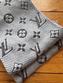 Blue patterned scarf