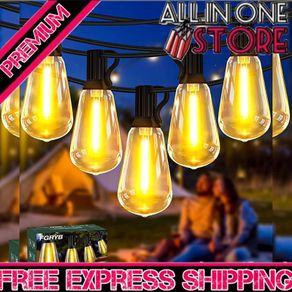 Festoon Lights Outdoor Mains Powered - 100Ft Garden String Lights with 50+3(Spare) LED Shatterproof Bulbs Outside Waterproof Weatherproof 30.48M Gazebo Lights for Patio Party Pergola Bistro (FREE SHIPPING)