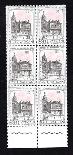 1973 Vatican City The 100th Anniversary of the Birth of Sct. Theresia of Jesus Commemorative Stamps Marginal Block of 6 Mint Never Hinged (MNH)