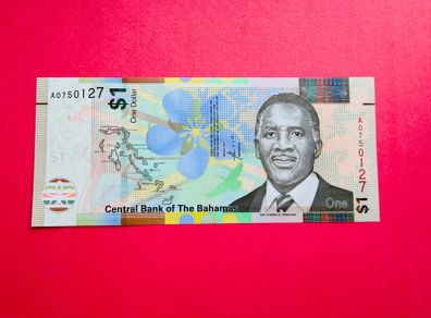 Bahamas   1  DOLLAR  2017 . Pick  77a.  Uncirculated