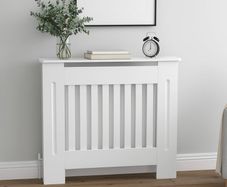 White Radiator Cover Cabinet Stylish Wooden Heater Cover with Shelf, Modern Radiator Cabinet for Living Room, Bedroom  Hallway  Safe Practical Home Furniture Small