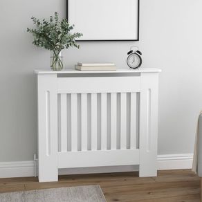 White Radiator Cover Cabinet Stylish Wooden Heater Cover with Shelf, Modern Radiator Cabinet for Living Room, Bedroom  Hallway  Safe Practical Home Furniture Small