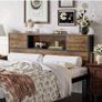 King Size Bed Headboard with Storage, Freestanding Headboard with 4 Fabric Drawers & Shelves, Adjustable Bed Frame Connectors, Bedroom Bookcase Headboard Image 5