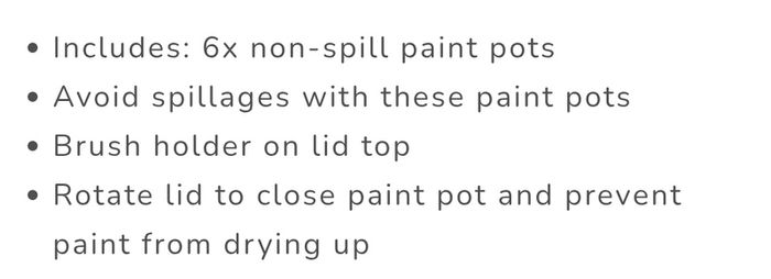 6 Non-Spill Paint Pots & Palette with 6 Lift Out Tubs