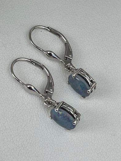 Sterling silver 925  Boulder Opal Triplet Earrings in Platinum Plated Sterling Silver