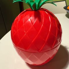 French Vintage Retro Red Plastic Pineapple Ice Bucket, 1970s