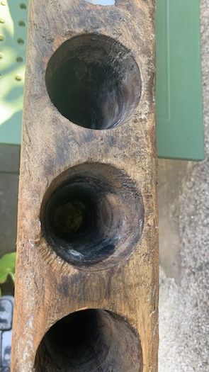 Old vintage wooden candle holder