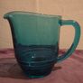 1950's Stepped Ring Base Teal Blue Glass Jug - Made in England Image 3