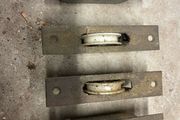 Sash window pulley wheels recessed.