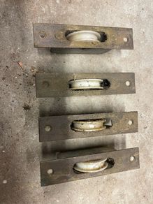 Sash window pulley wheels recessed.