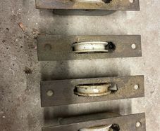 Sash window pulley wheels recessed.
