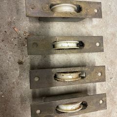 Sash window pulley wheels recessed.