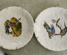 SET OF 2 HANGING PLATE Alfred Meakin Audubon Birds of America Teacup Saucer 5.75 Inches.