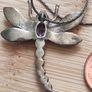 Vintage sterling silver Dragon fly pendant necklace Image 4