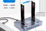 USB3. 2 Dual Disk NVME/SATA Dual Protocol Hard Drive Enclosure, Basic Offline Cloning and Copying Machine, Convenient External Storage, Quick Switching, Office Assistant, Suitable as a Gift, Data Cloning Machine, Fast File Transfer, Stylish Storage