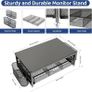 Monitor Stand Riser Metal, Office Desk riser with shelf Organizer, Office Organization ,Desk Organizer with Drawer and Pen Holder, 2-Tier Computer Stand, for iMac, PS4, PC, Printer, Notebook (Black) Image 4