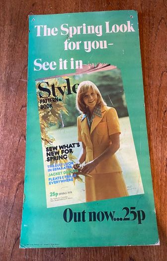Vintage Advertising Sign / Showcard for Style Patterns 1974