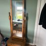 Solid Pine Cheval Mirror with Storage Drawer Image 2