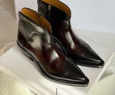 NEW Christian Dior West Boot Black/Burgundy Leather