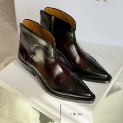 NEW Christian Dior West Boot Black/Burgundy Leather