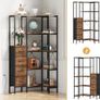 Vintage 5 Tier Corner Shelf Standing with LED Lighting and 4 Drawers, Shelf, Bookcase Cabinet Image 4
