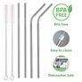 Reusable Stainless Steel Straws Dublin - Eight Stainless Steel Straws with Two Cleaning Brushes and Cotton Bag, Four Straight, Four Curved Image 2