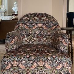 Armchair William Morris Strawberry Thief velvet