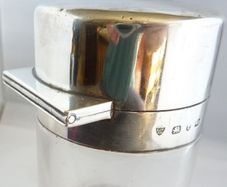 Antique Victorian Sterling Silver Mounted Glass Dressing Table Jar, Haseler Bros, Birmingham 1891