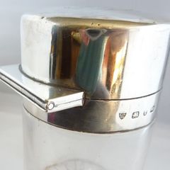 Antique Victorian Sterling Silver Mounted Glass Dressing Table Jar, Haseler Bros, Birmingham 1891