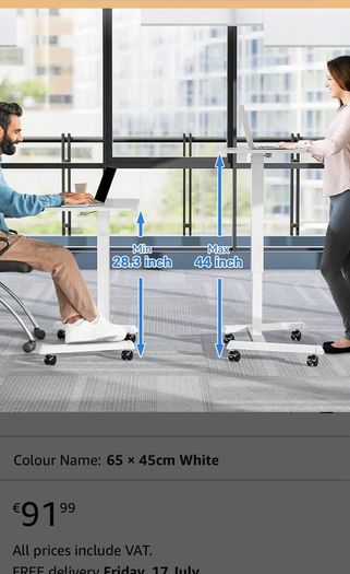 BONTEC 65x45 cm Mobile Standing Desk