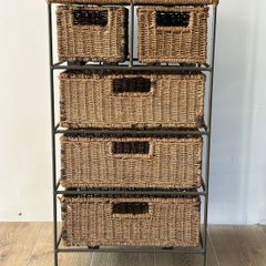 Metal framed seagrass drawer unit