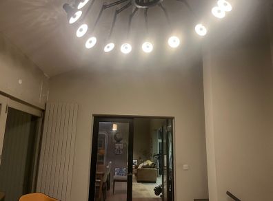 One of a kind bespoke large statement light designed and made by lighting designer  artist