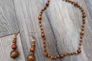 Wooden Beaded Necklace/Earrings Set.